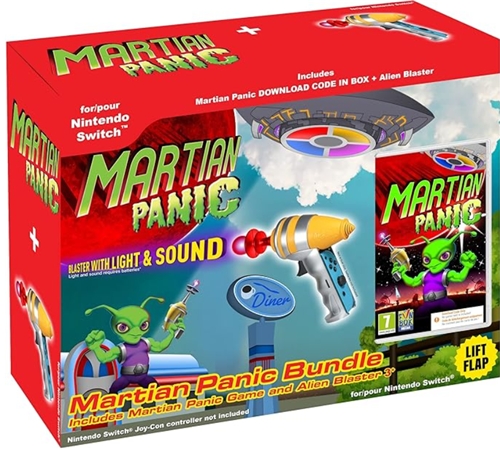 Martian Panic (Code in a Box) + Game and Blaster Gun Bundle (SWITCH)